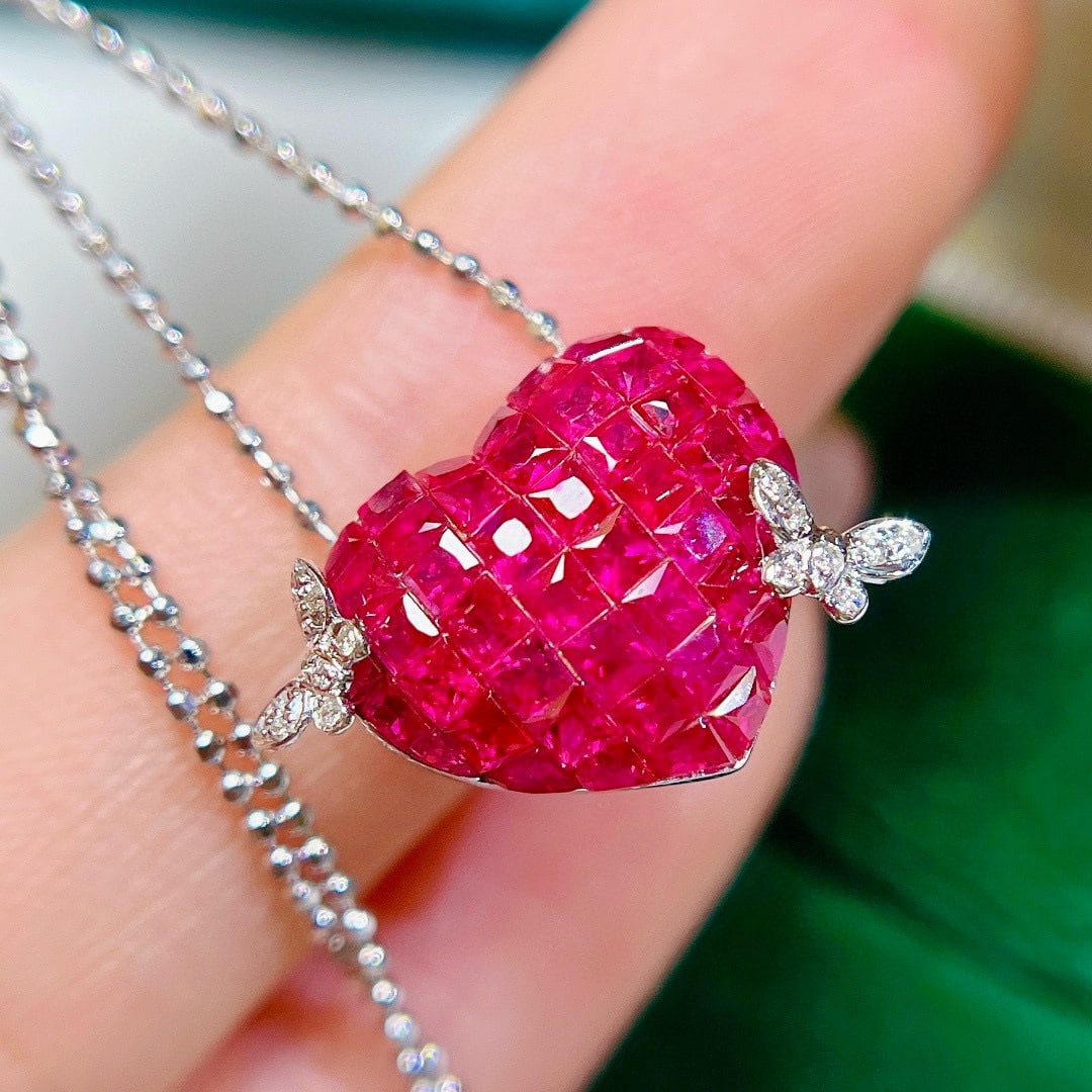 14k Gold 2.39 Ctw Natural Ruby & Diamond Necklace - 2