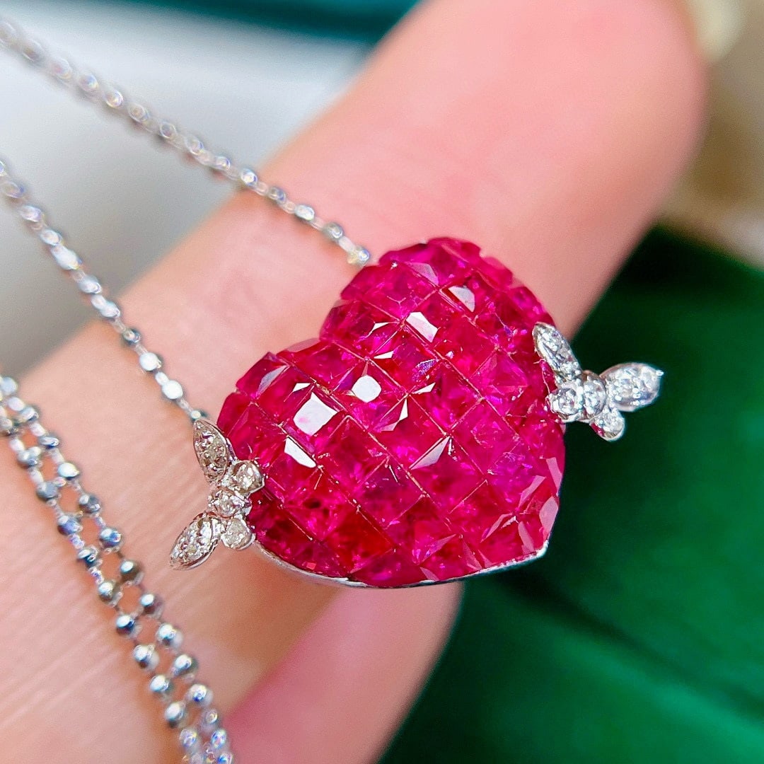 14k Gold 2.39 Ctw Natural Ruby & Diamond Necklace - 3