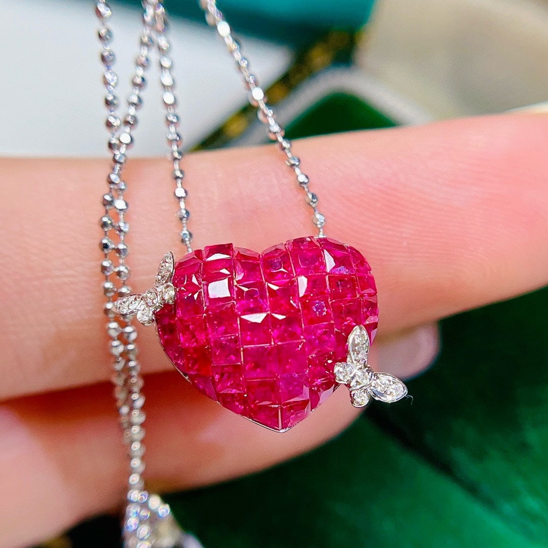 14k Gold 2.39 Ctw Natural Ruby & Diamond Necklace - 6