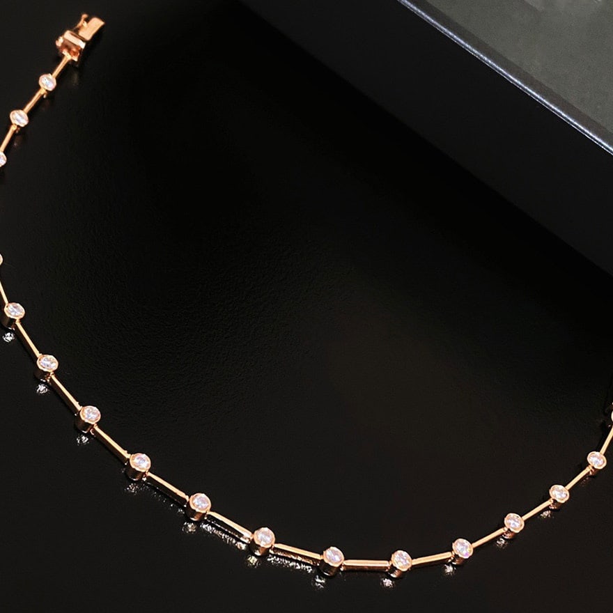 14k Gold 0.60 Ct Natural H Diamond Bracelet - 2