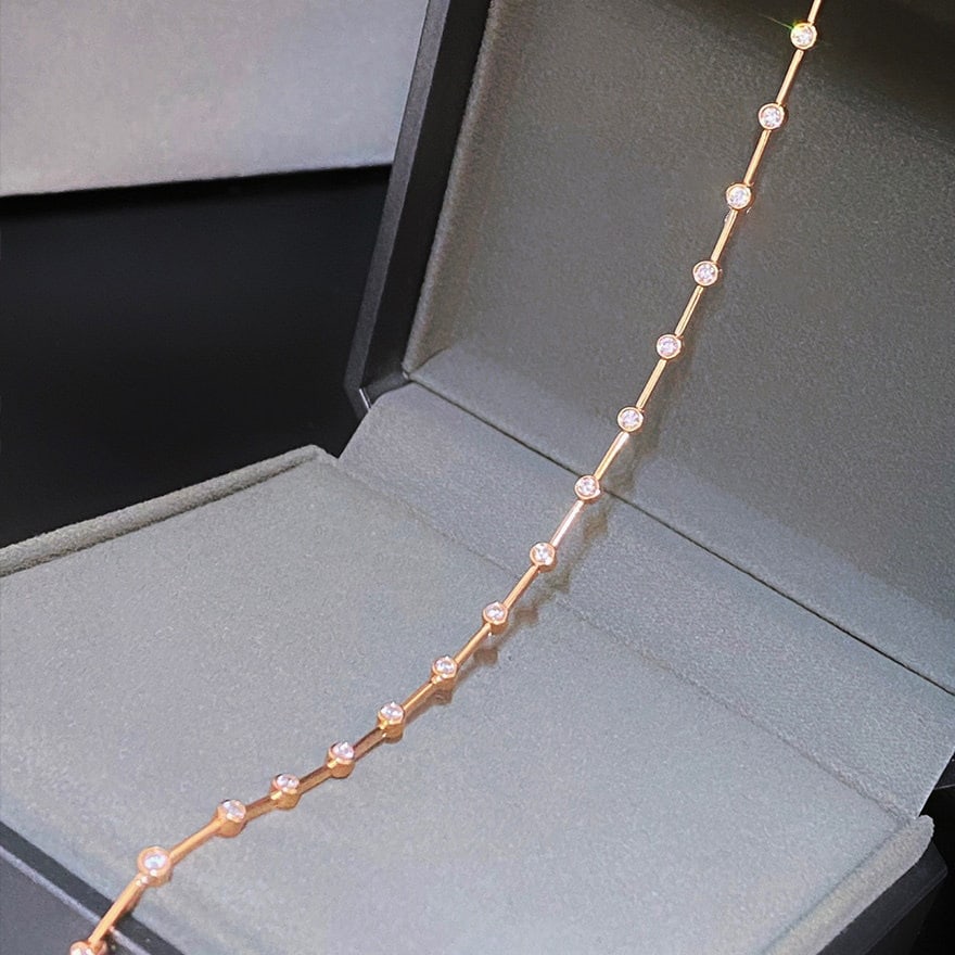 14k Gold 0.60 Ct Natural H Diamond Bracelet - 3