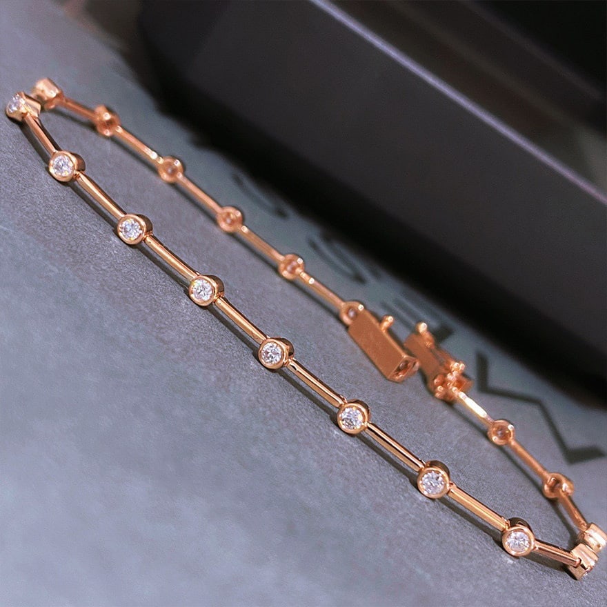 14k Gold 0.60 Ct Natural H Diamond Bracelet - 5