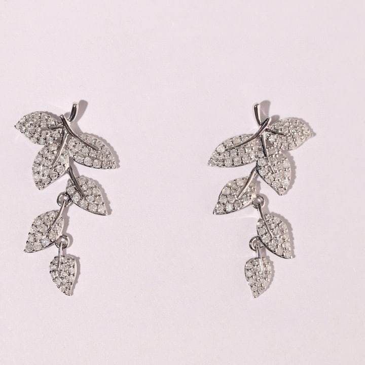 14k Gold 1.1 Ct Natural H Diamond Earrings - 4