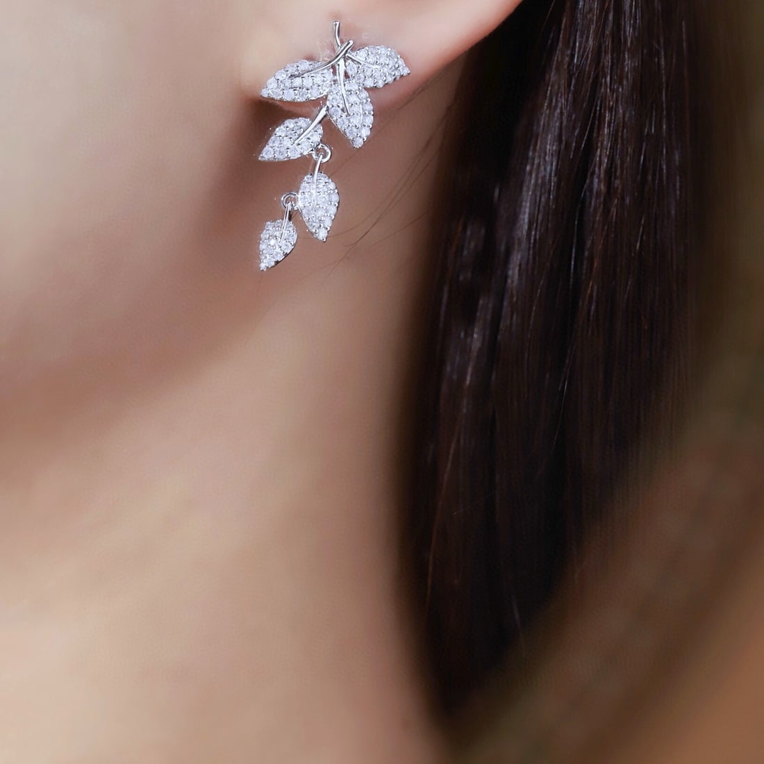 14k Gold 1.1 Ct Natural H Diamond Earrings - 7