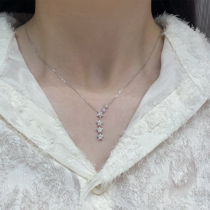 14k Gold 0.20 Ct Natural H Diamond Necklace - 5