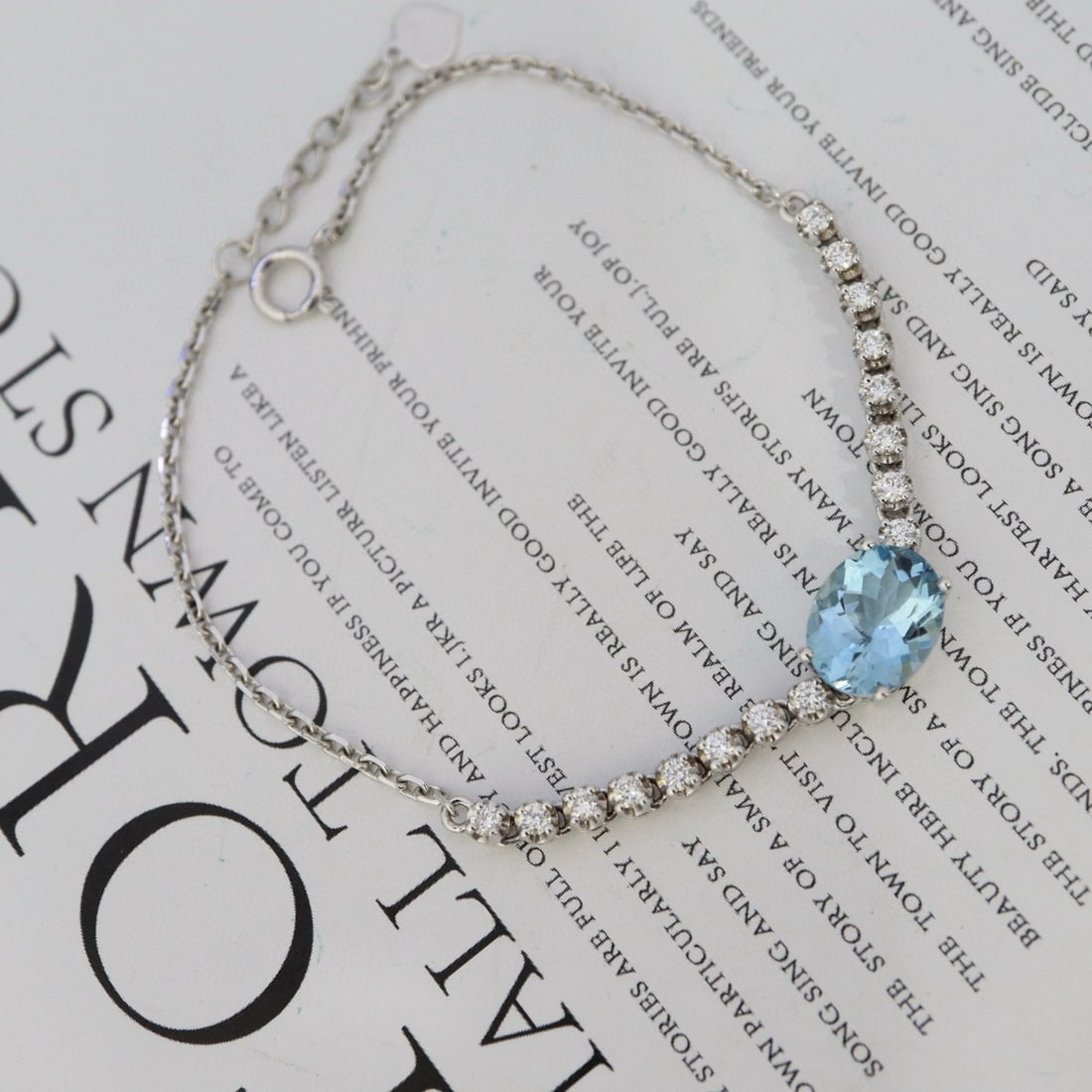 14k Gold 1.98 Ctw Natural Aquamarine & Diamond Bracelet - 7