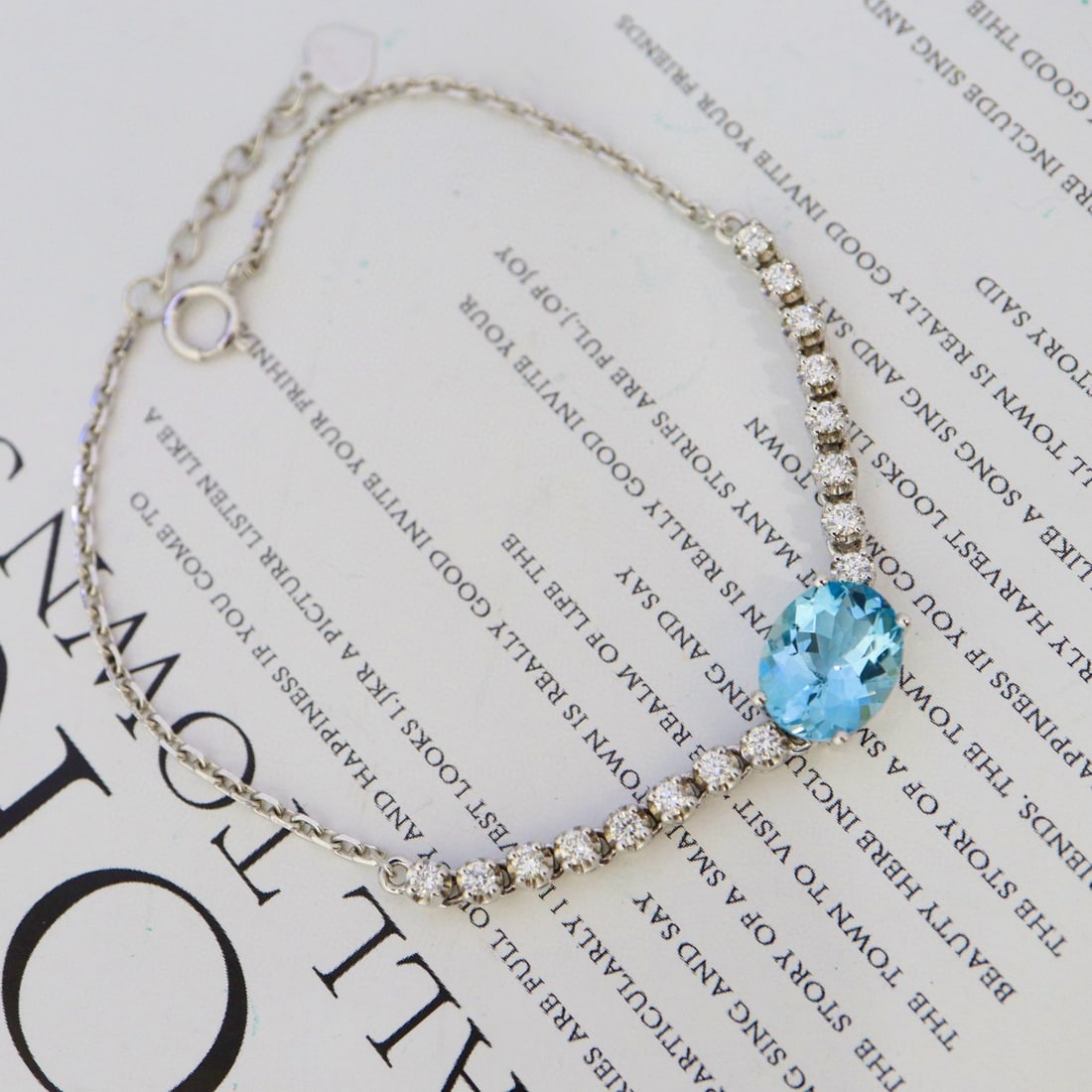 14k Gold 1.98 Ctw Natural Aquamarine & Diamond Bracelet - 8