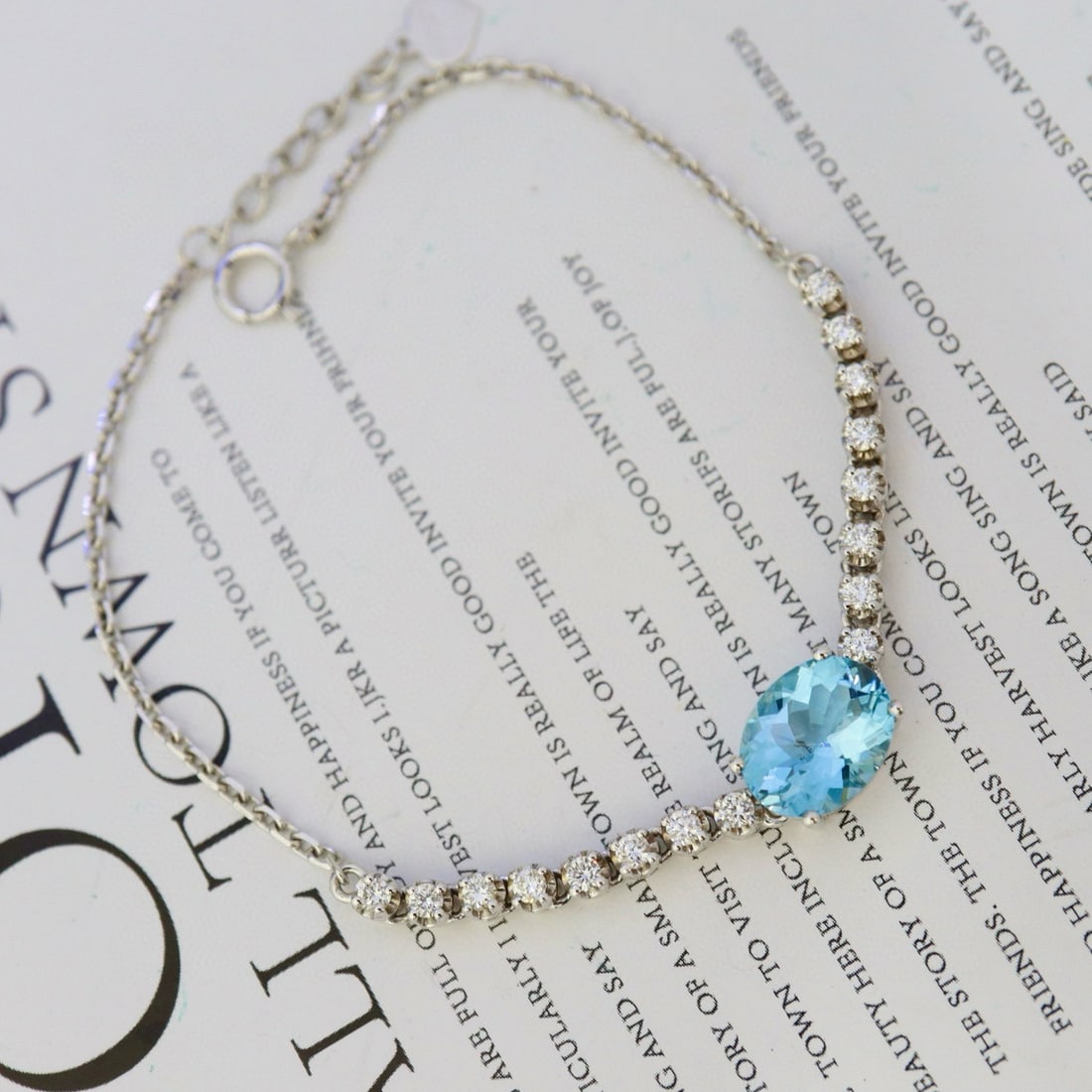 14k Gold 1.98 Ctw Natural Aquamarine & Diamond Bracelet - 9