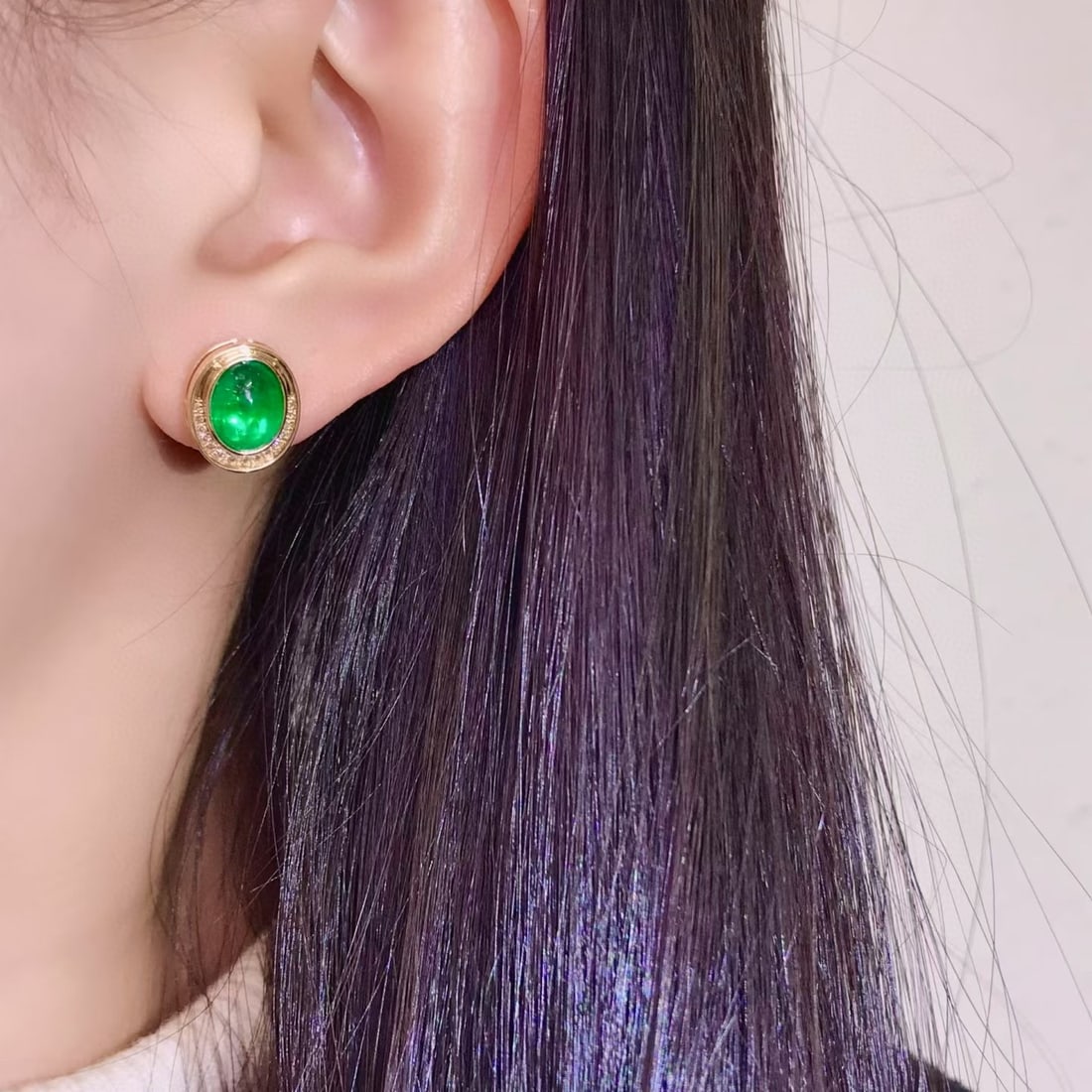 14k Gold 4.11 Ctw Natural Emerald & Diamond Earrings - 3