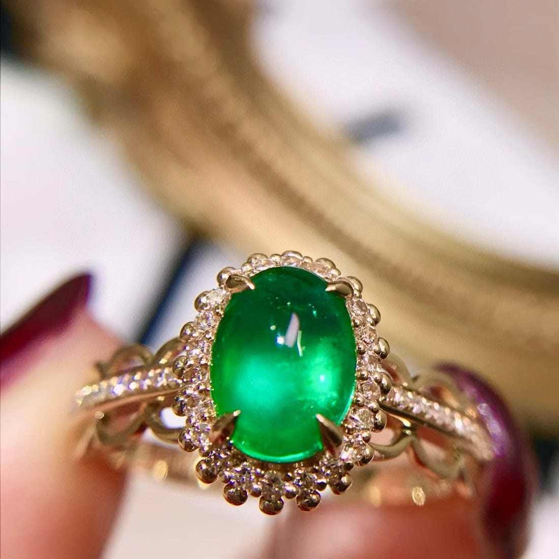 14k Gold 1.36 Ctw Natural Emerald & Diamond Ring (1 of 5)