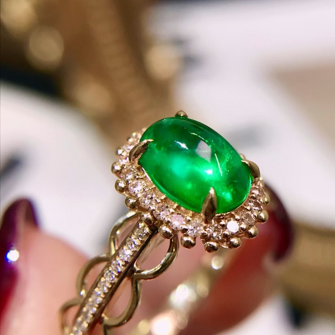 14k Gold 1.36 Ctw Natural Emerald & Diamond Ring - 2