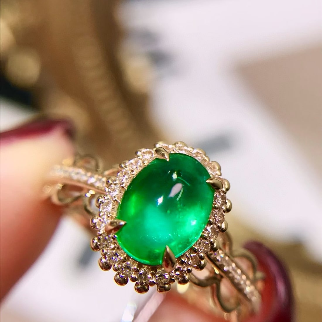 14k Gold 1.36 Ctw Natural Emerald & Diamond Ring - 3