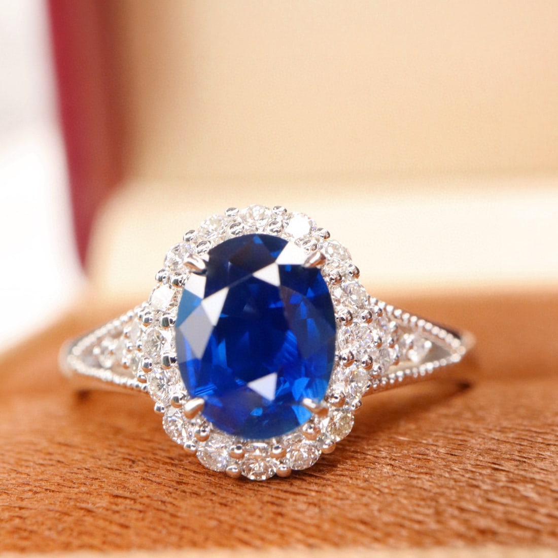 14k Gold 1.66 Ctw Natural Sapphire & Diamond Ring - 4