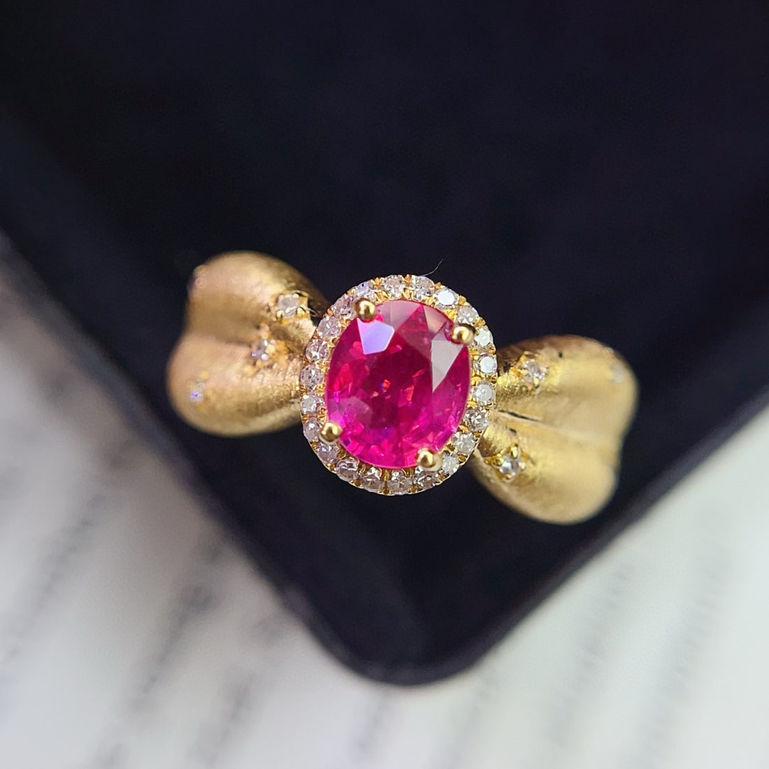 14k Gold 1.15 Ct Natural Ruby & Diamond Ring - 2