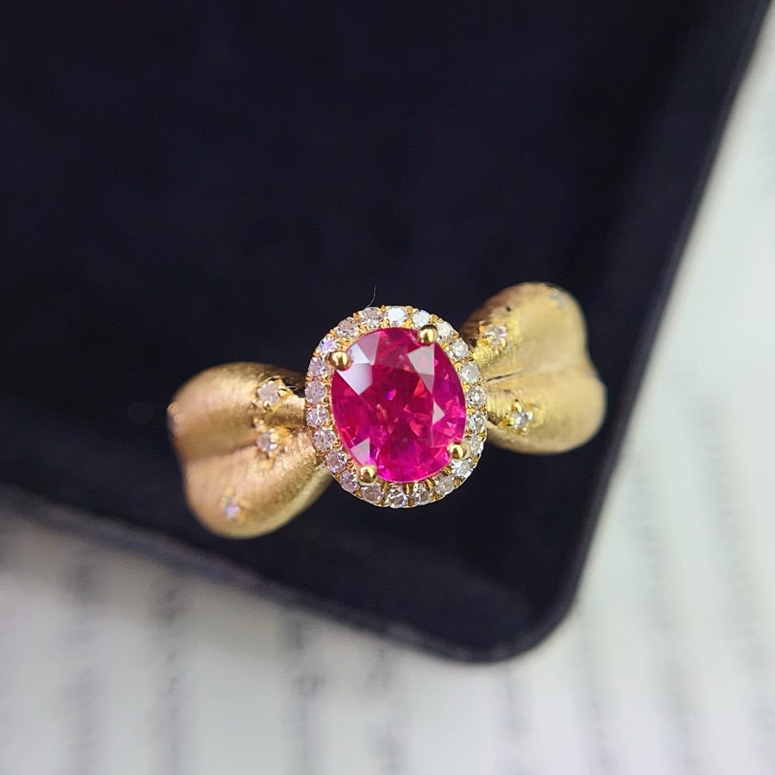 14k Gold 1.15 Ct Natural Ruby & Diamond Ring - 3