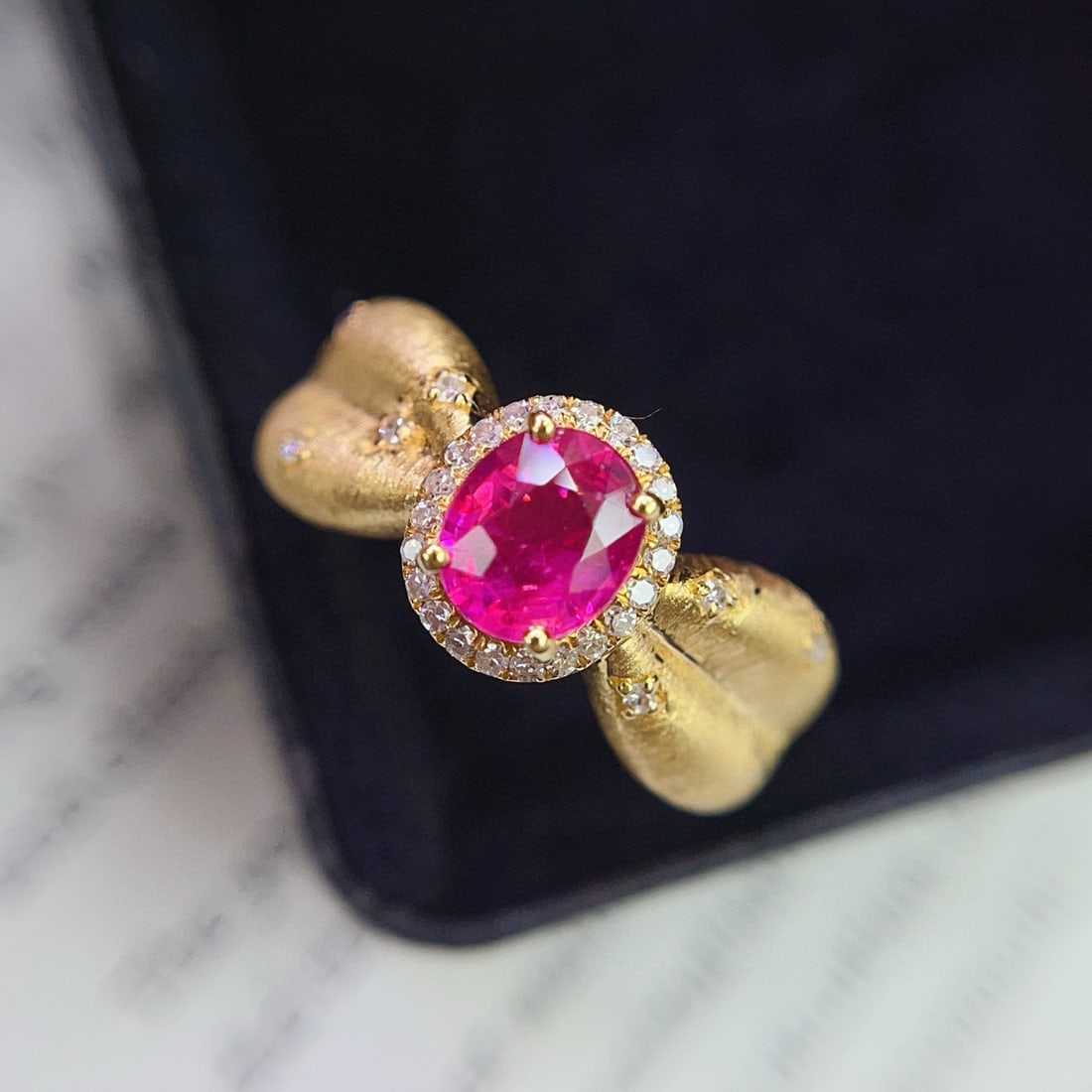 14k Gold 1.15 Ct Natural Ruby & Diamond Ring - 4
