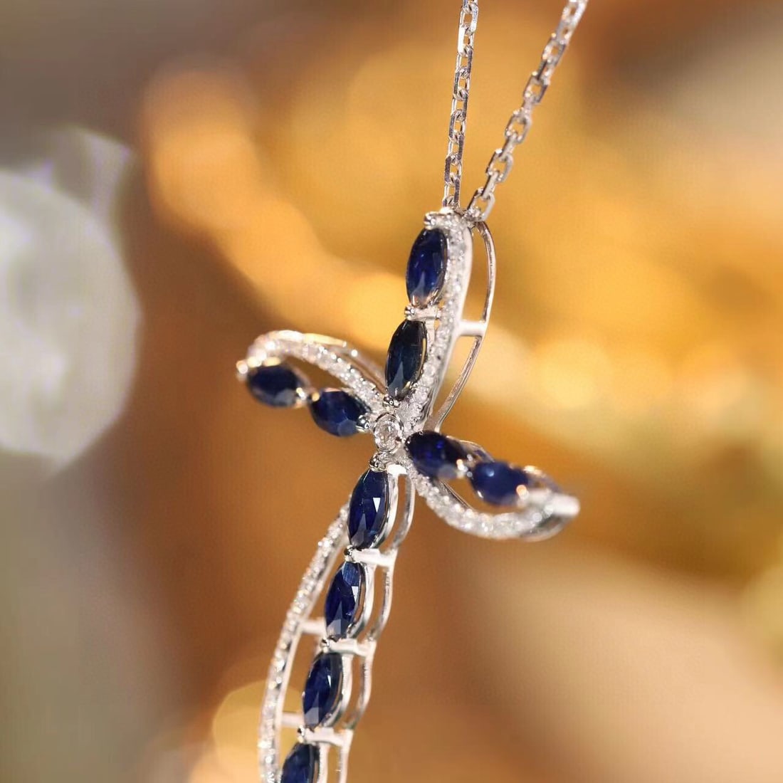 14k Gold 1.28 Ctw Natural Sapphire & Diamond Necklace - 2