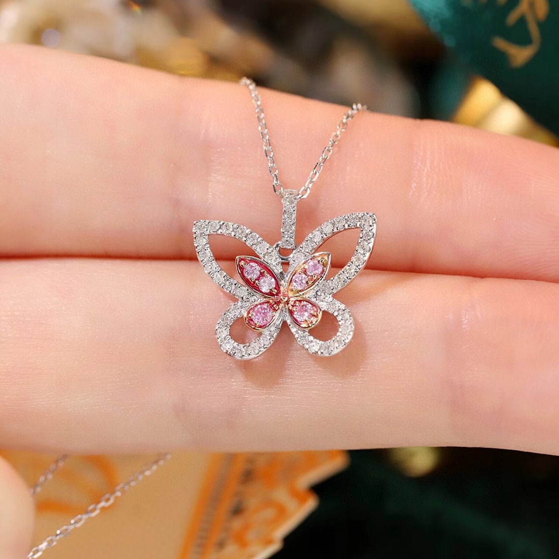 14k Gold 0.3 Ct Natural Color Diamond Necklace - 2