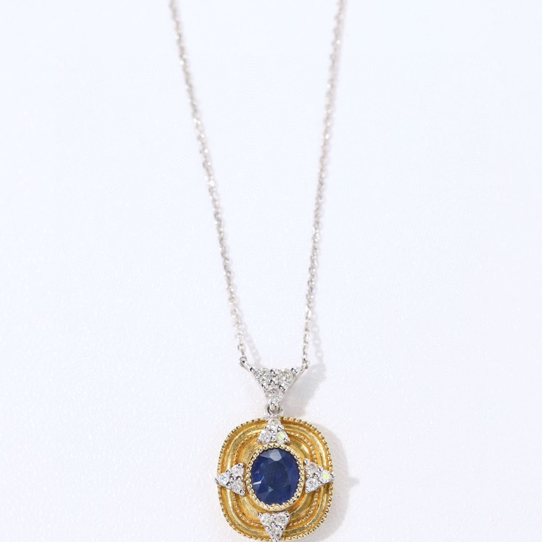 14k Gold 0.62 Ctw Natural Sapphire & Diamond Necklace - 6