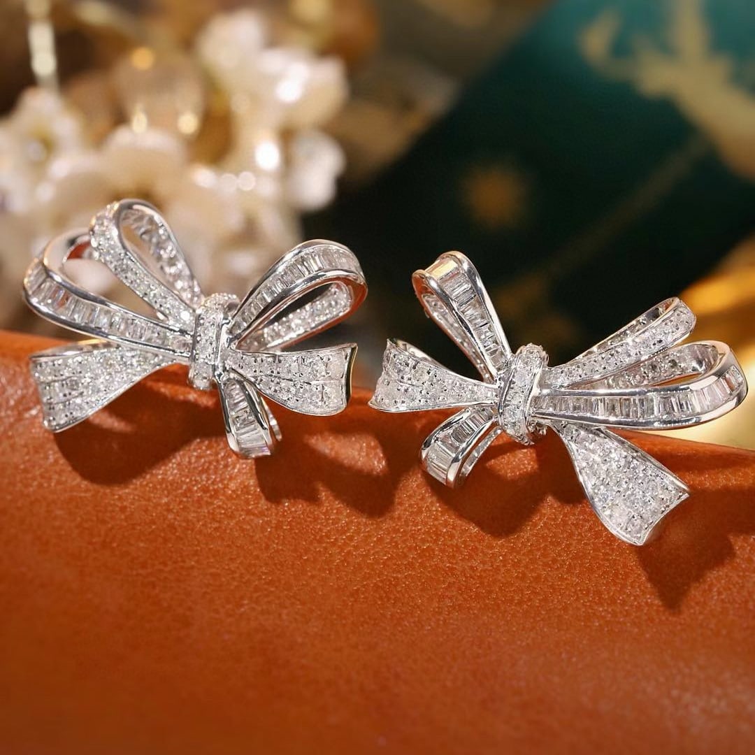 14k Gold 1.3 Ct Natural H Diamond Earrings - 2