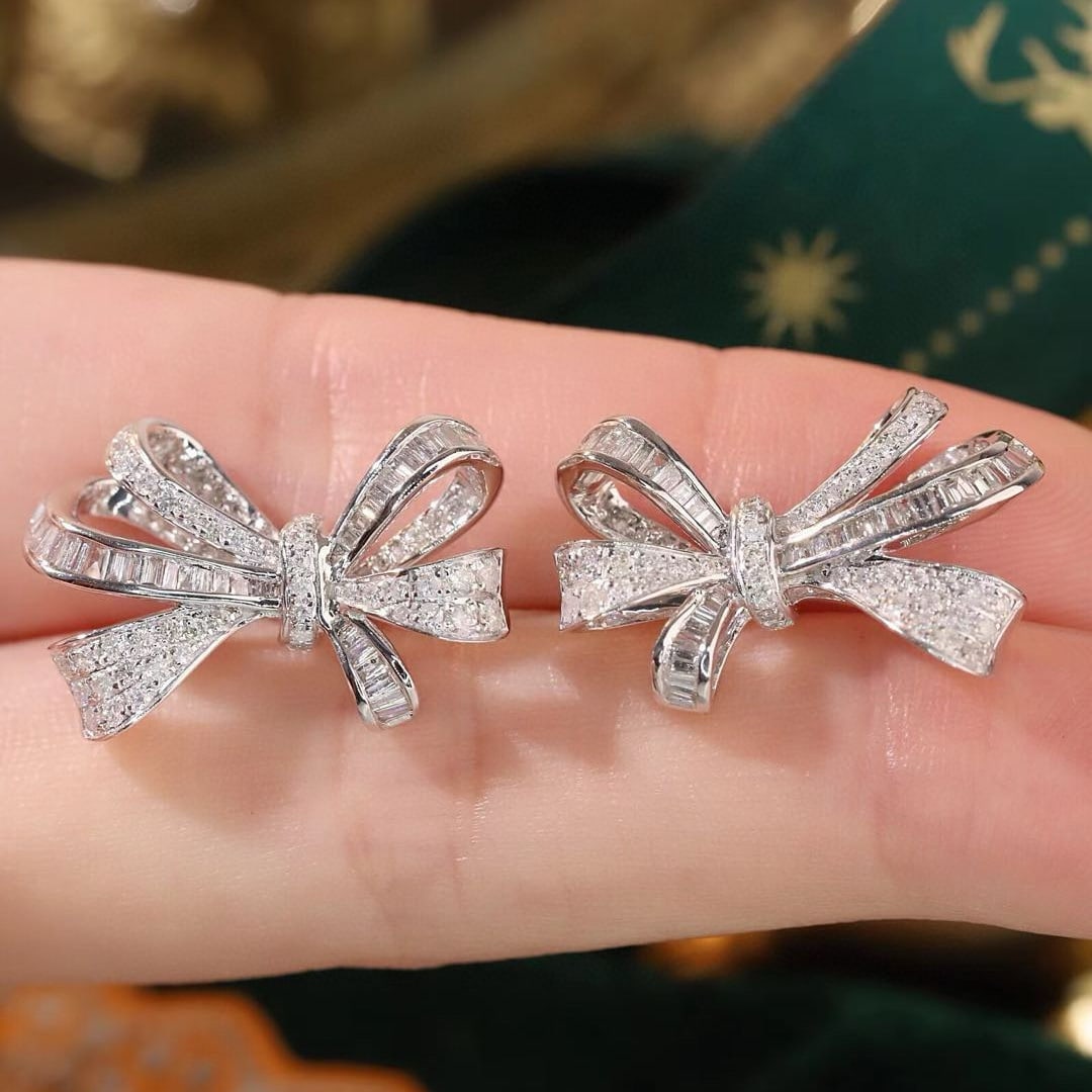 14k Gold 1.3 Ct Natural H Diamond Earrings - 5