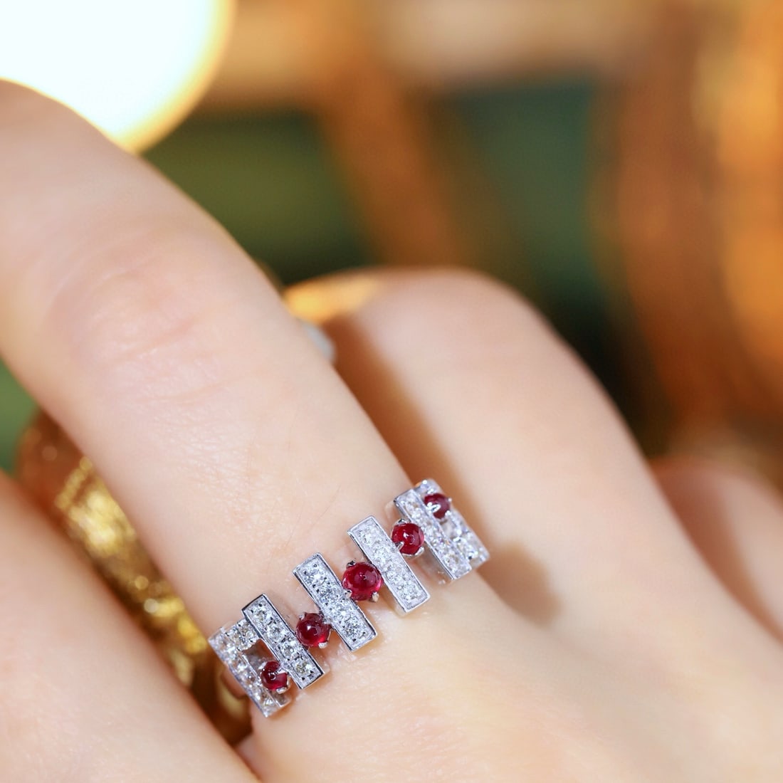 14k Gold 0.75 Ctw Natural Ruby & Diamond Ring - 7