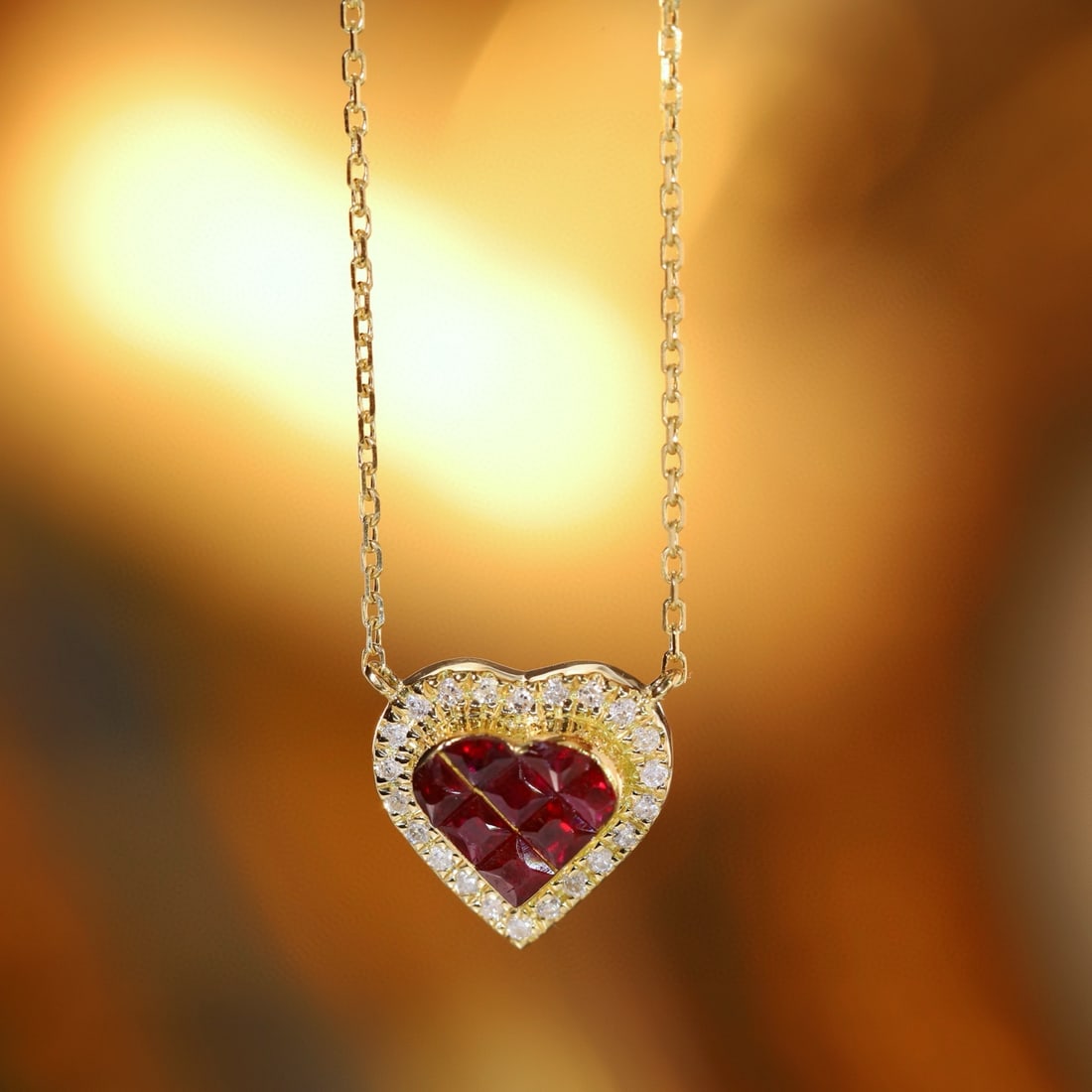 14k Gold 0.45 Ctw Natural Ruby & Diamond Necklace - 8