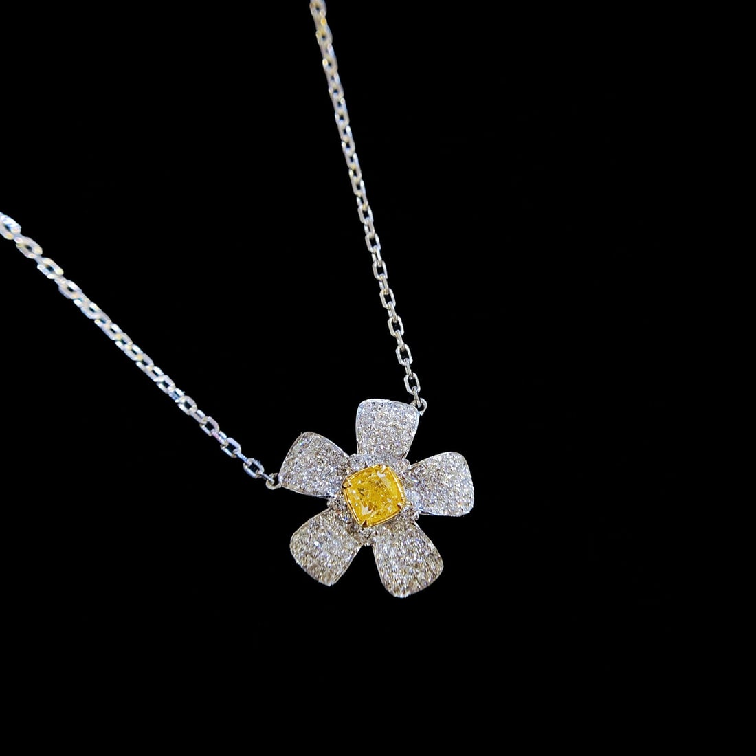 14k Gold 0.35 Ctw Natural Yellow Diamond & Diamond Necklace - 2