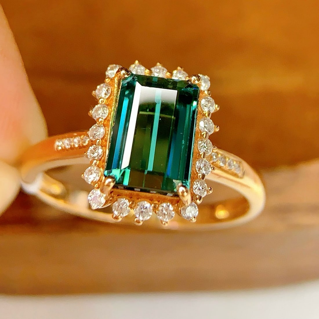 14k Gold 1.86 Ct Natural Tourmaline & Diamond Ring - 3