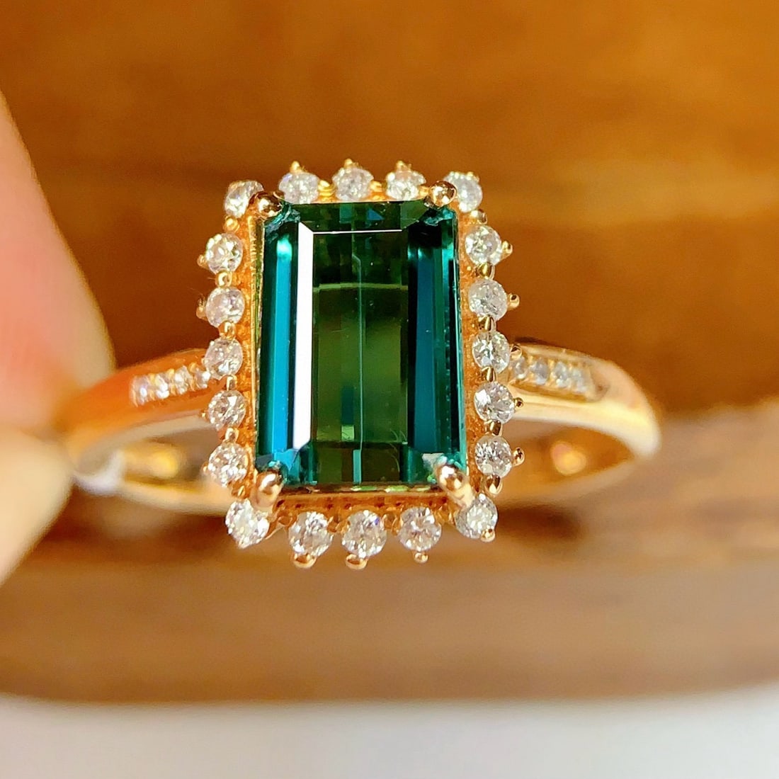 14k Gold 1.86 Ct Natural Tourmaline & Diamond Ring - 5