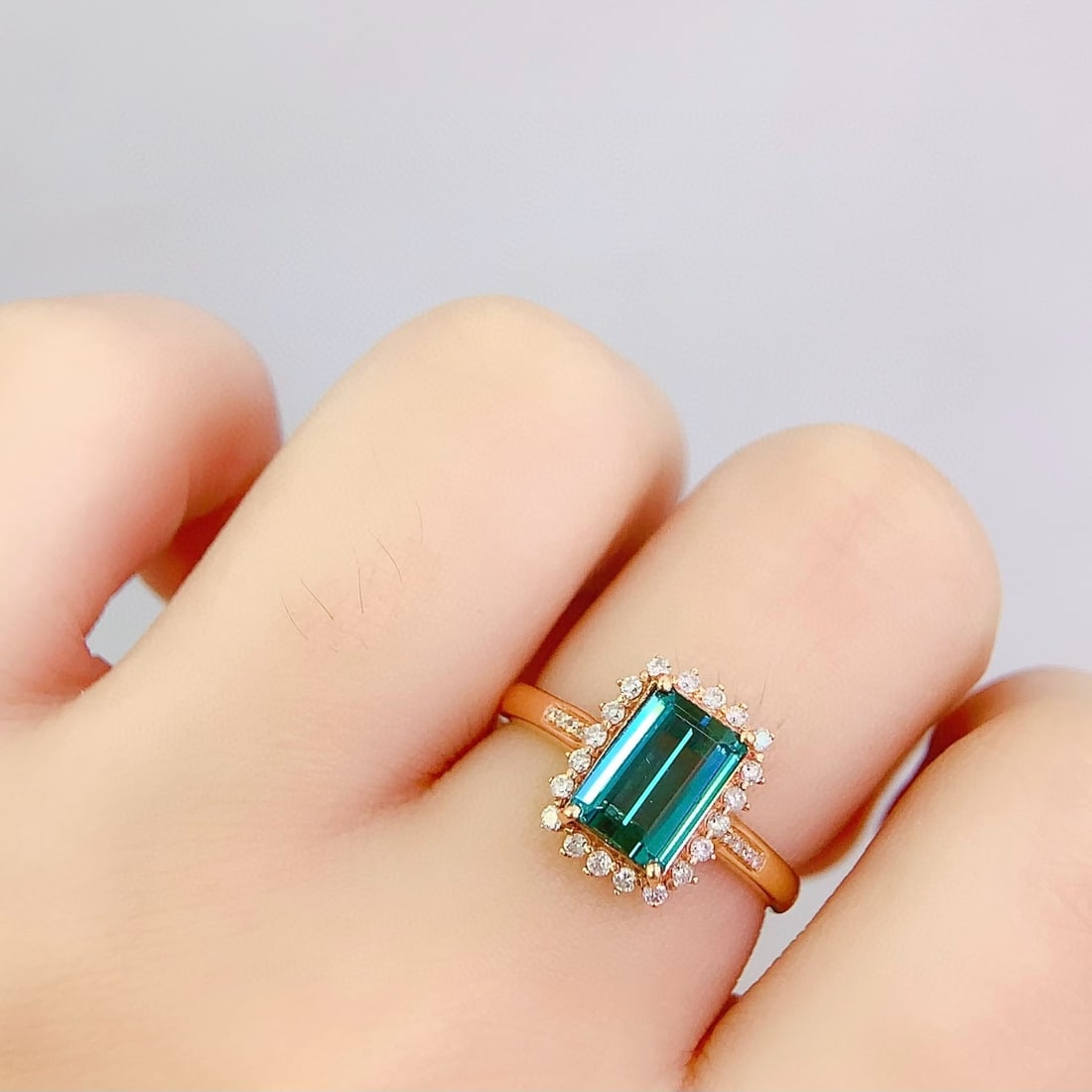 14k Gold 1.86 Ct Natural Tourmaline & Diamond Ring - 6