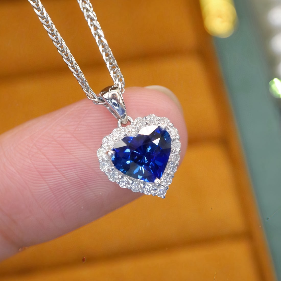 14k Gold 1.25 Ctw Natural Sapphire & Diamond Pendant( Without Chain ) - 3