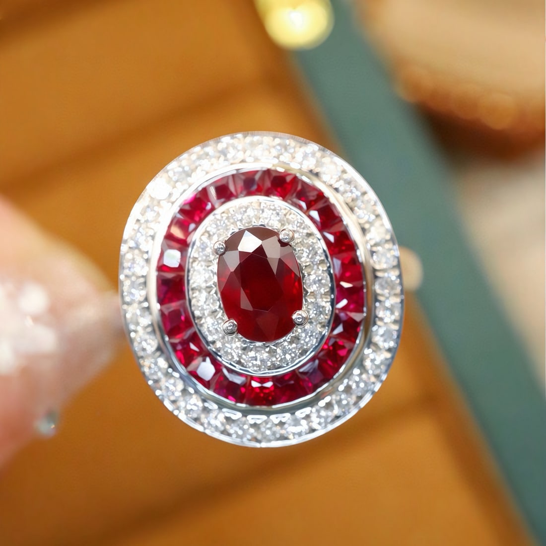 14k Gold 1.32 Ctw Natural Ruby & Diamond Ring: Ref:231121201 // gold content:14k gold // ring size:7. 25us // // main gemstone:ruby // shape:oval // carat weight:0. 85ct // color:red // treatment:natural // // adjacent gemstone 2 : diamond // numb