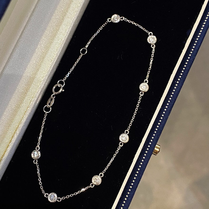 14k Gold 0.32 Ct Natural H Diamond Bracelet - 2