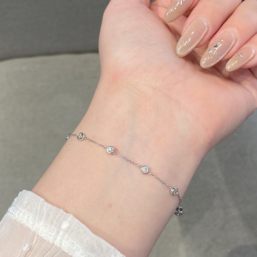 14k Gold 0.32 Ct Natural H Diamond Bracelet - 6