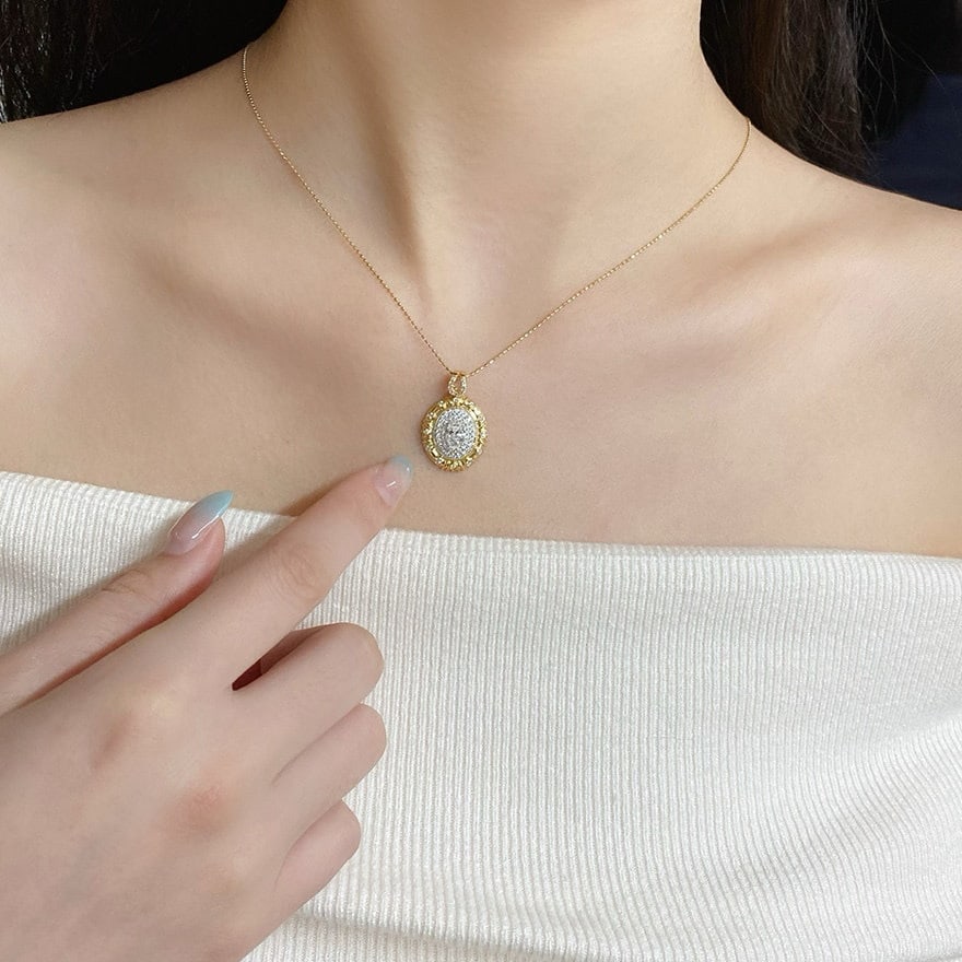 Gia Certified 14k Gold 0.50 Ctw Natural G Si2 Oval Diamond Pendant( Without Chain ) - 2