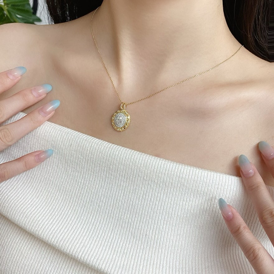 Gia Certified 14k Gold 0.50 Ctw Natural G Si2 Oval Diamond Pendant( Without Chain ) - 3