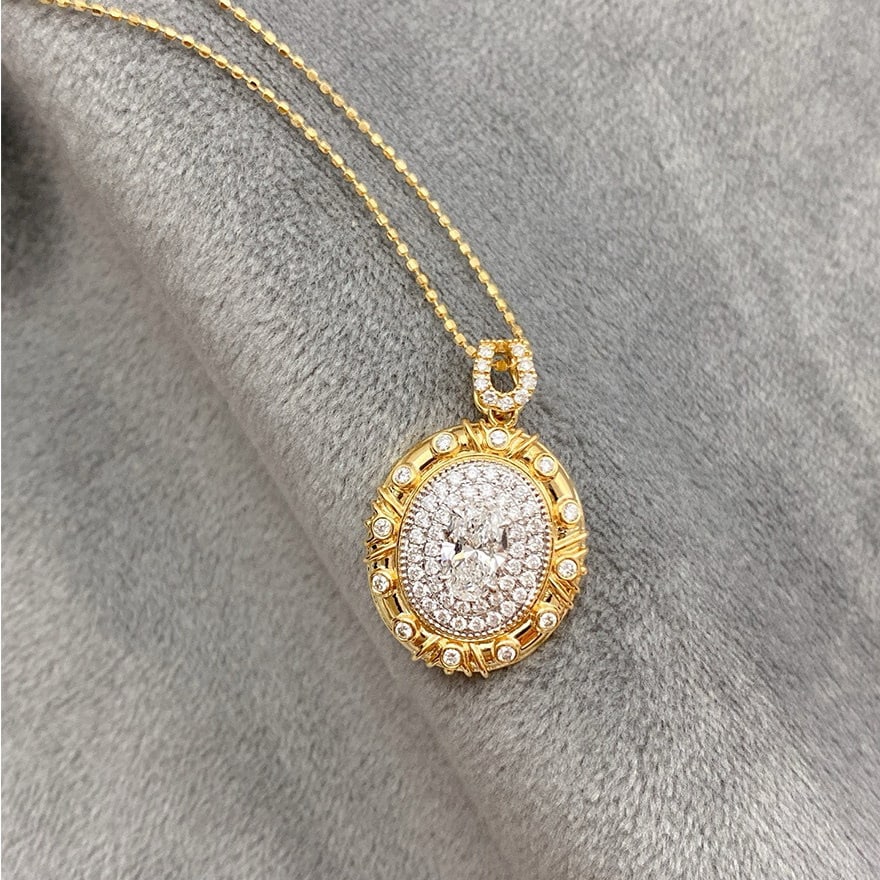 Gia Certified 14k Gold 0.50 Ctw Natural G Si2 Oval Diamond Pendant( Without Chain ) - 4