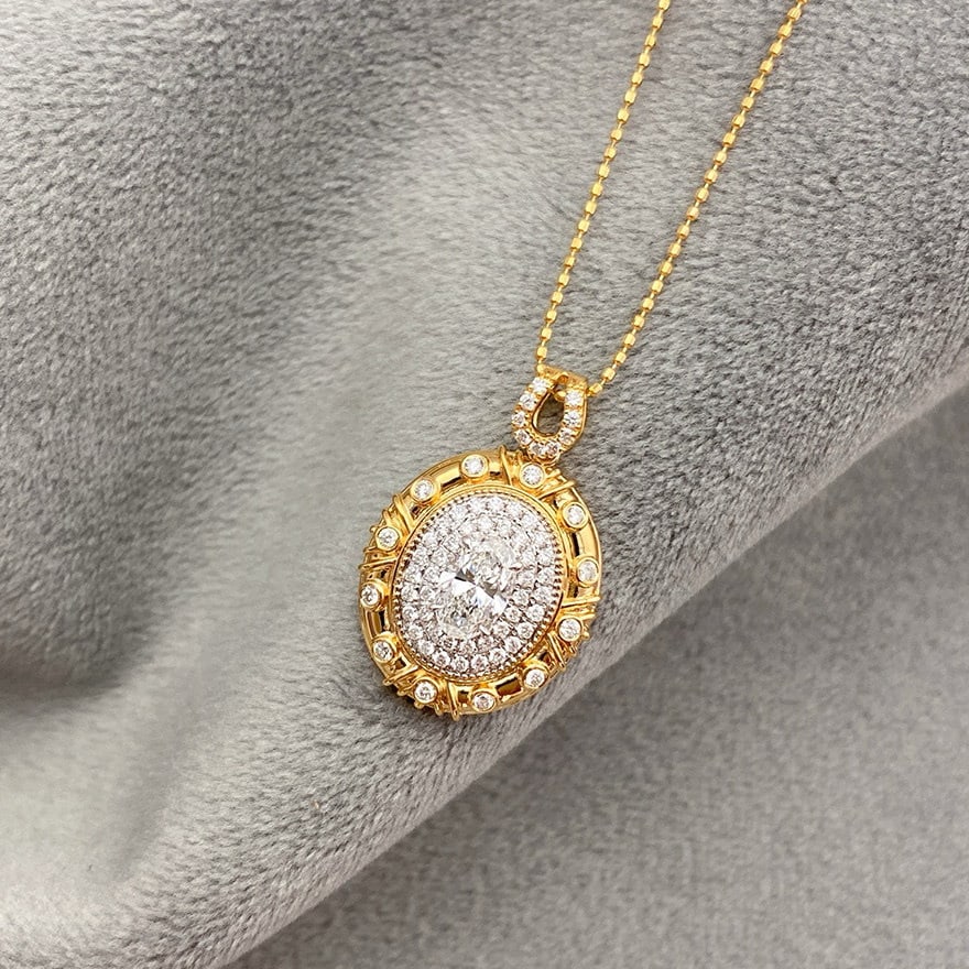 Gia Certified 14k Gold 0.50 Ctw Natural G Si2 Oval Diamond Pendant( Without Chain ) - 5