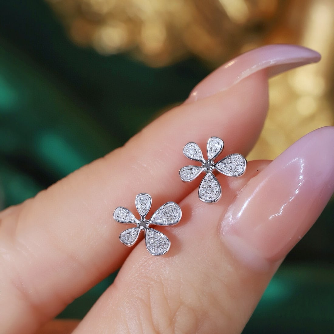 14k Gold 0.40 Ct Natural H Diamond Earrings - 7