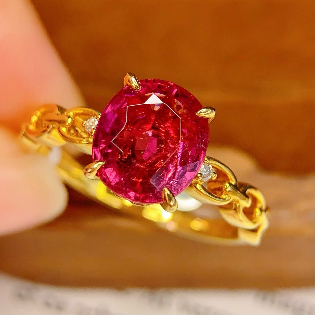 14k Gold 2.8 Ct Natural Tourmaline & Diamond Ring - 4