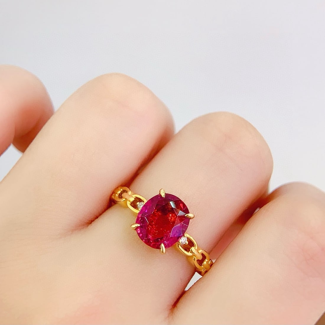 14k Gold 2.8 Ct Natural Tourmaline & Diamond Ring - 5