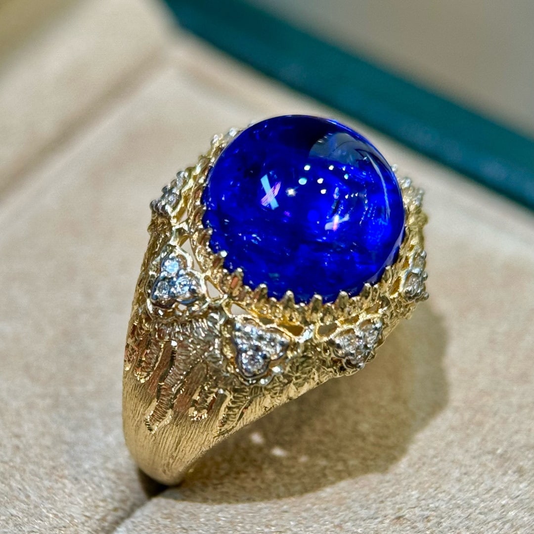 14k Gold 6.63 Ct Natural Tanzanite & Diamond Ring - 2