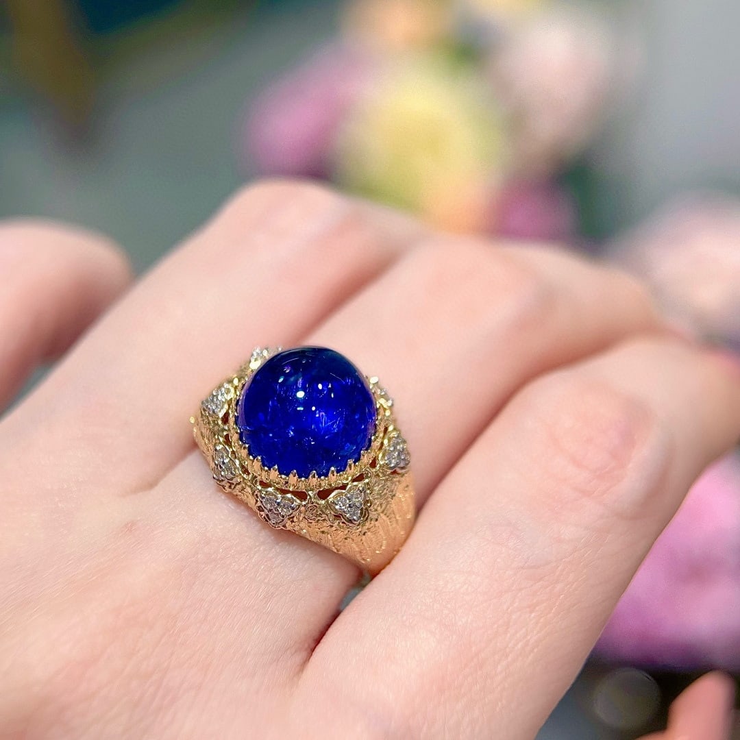 14k Gold 6.63 Ct Natural Tanzanite & Diamond Ring - 3