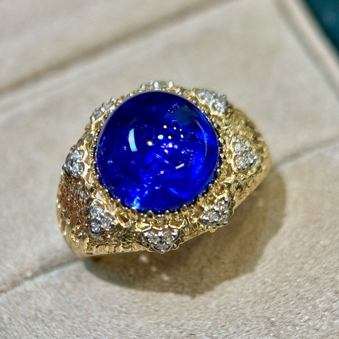 14k Gold 6.63 Ct Natural Tanzanite & Diamond Ring - 6