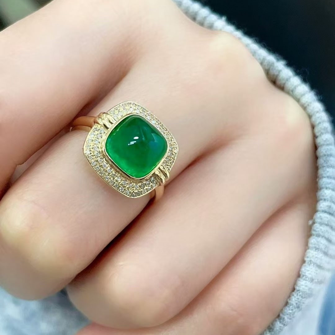 14k Gold 3.58 Ctw Natural Emerald & Diamond Ring - 4