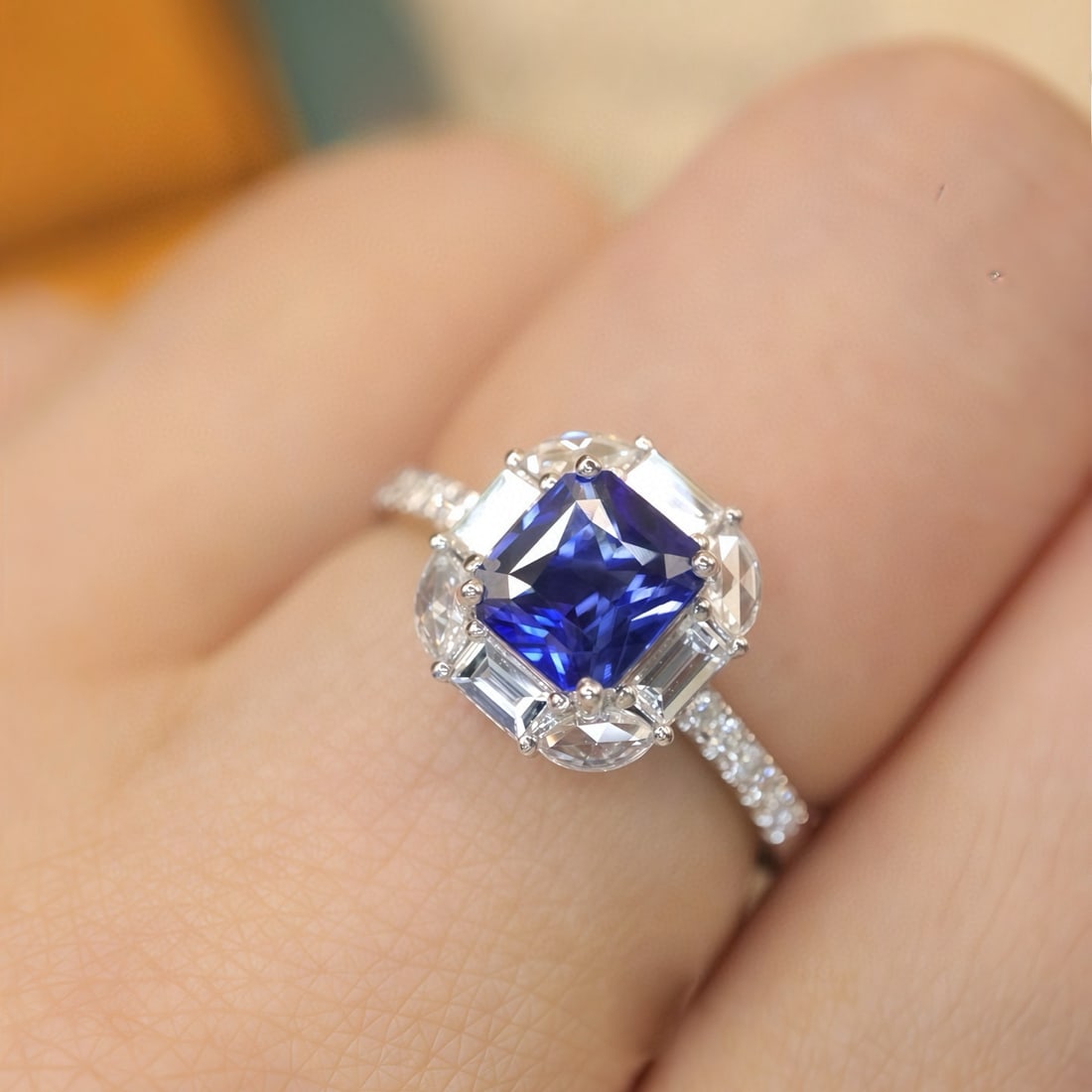 14k Gold 1.48 Ctw Natural Sapphire & Diamond Ring - 5