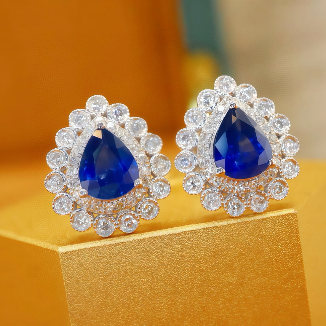 14k Gold 1.81 Ctw Natural Sapphire & Diamond Earrings - 2