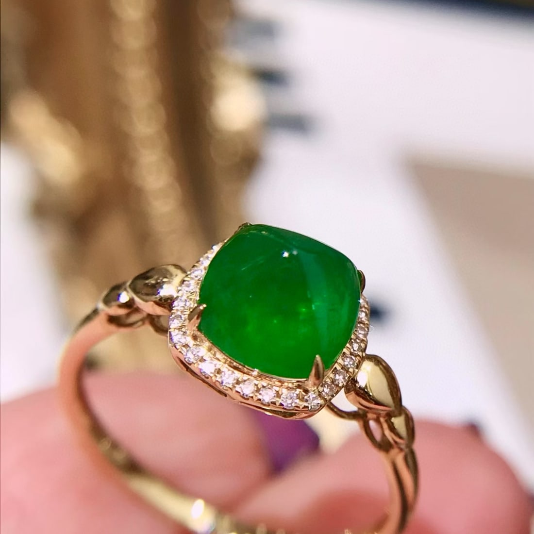 14k Gold 2.00 Ct Natural Emerald & Diamond Ring (1 of 5)