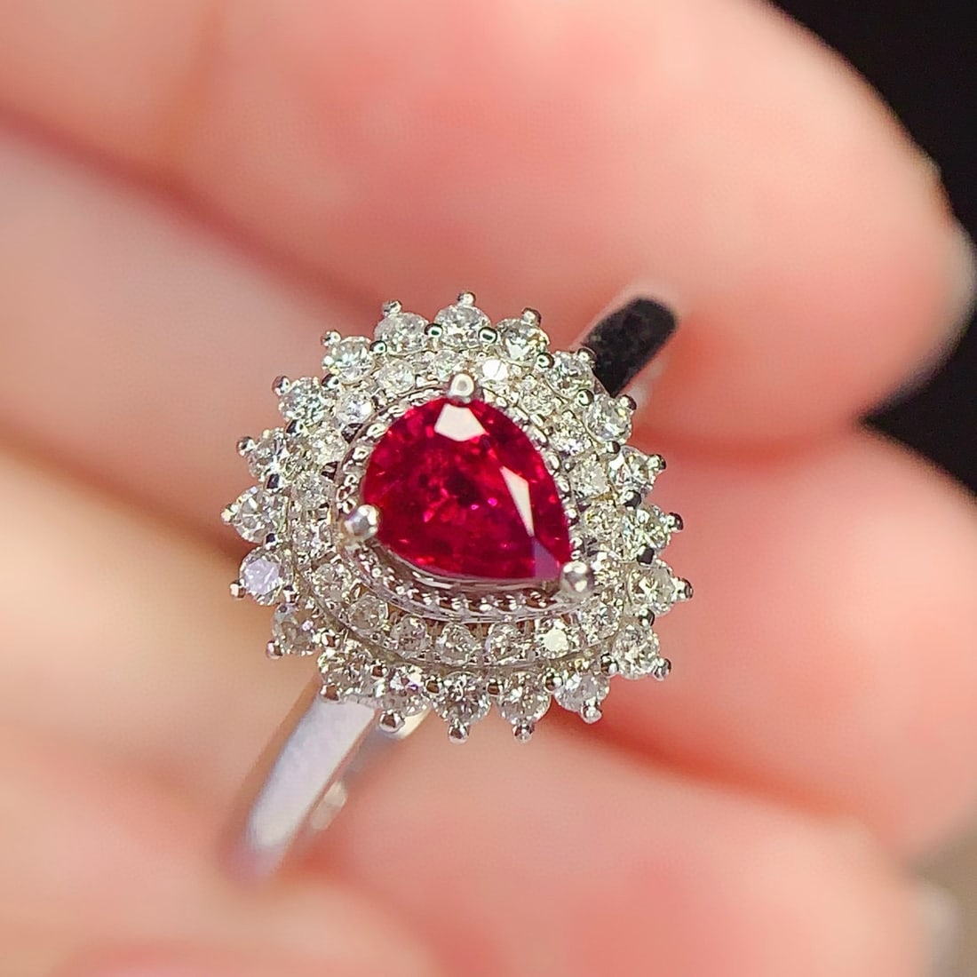 14k Gold 0.8 Ct Natural Ruby & Diamond Ring - 4